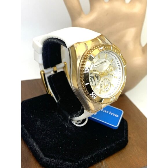 Technomarine Women\'s Watch TM-118133 Quartz Silver Gold White Rubber Strap 40mm main image 13